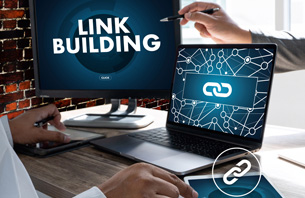 Link Building Displayed On Computer Screen SEO Marketing Shown On Devices