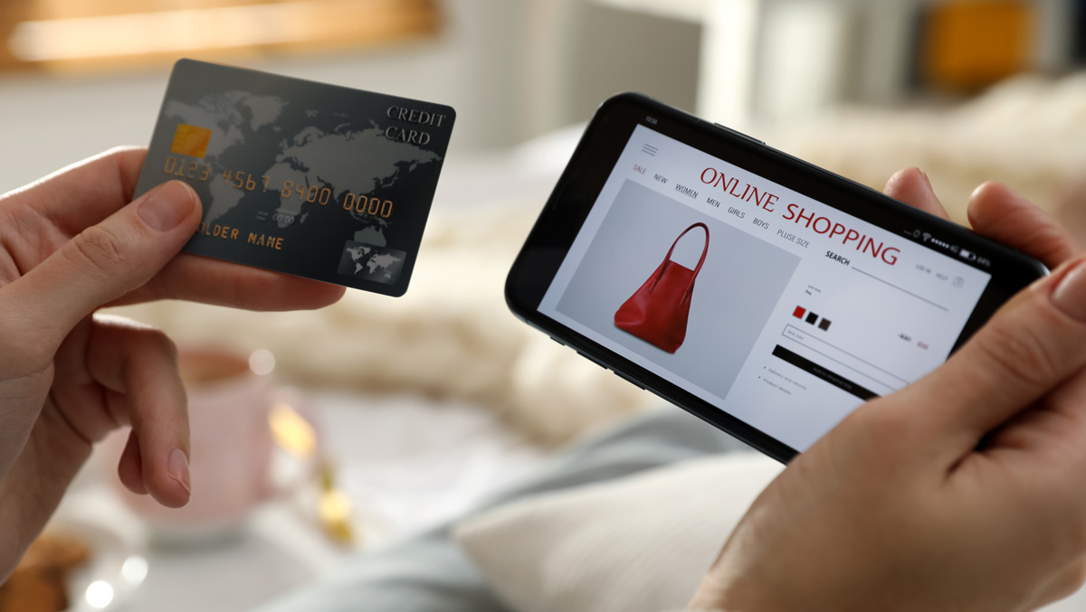 Woman online shopping on smartphone Woman online shopping on smartphone